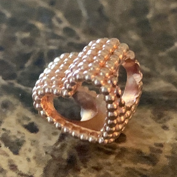 Authentic Pandora 14k Rose Gold Plated Beaded Open Heart Charm ALE MET New WOT - Picture 3 of 7